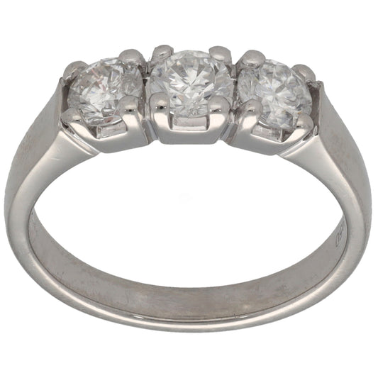 Platinum 0.99ct Diamond Trilogy Ring Size N