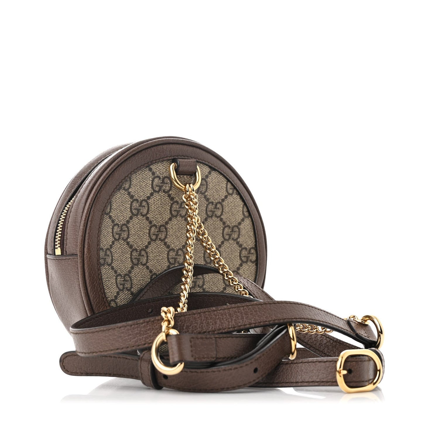 Gucci Ophidia Mini Round Backpack GG Supreme Coated Canvas Bag - Beige