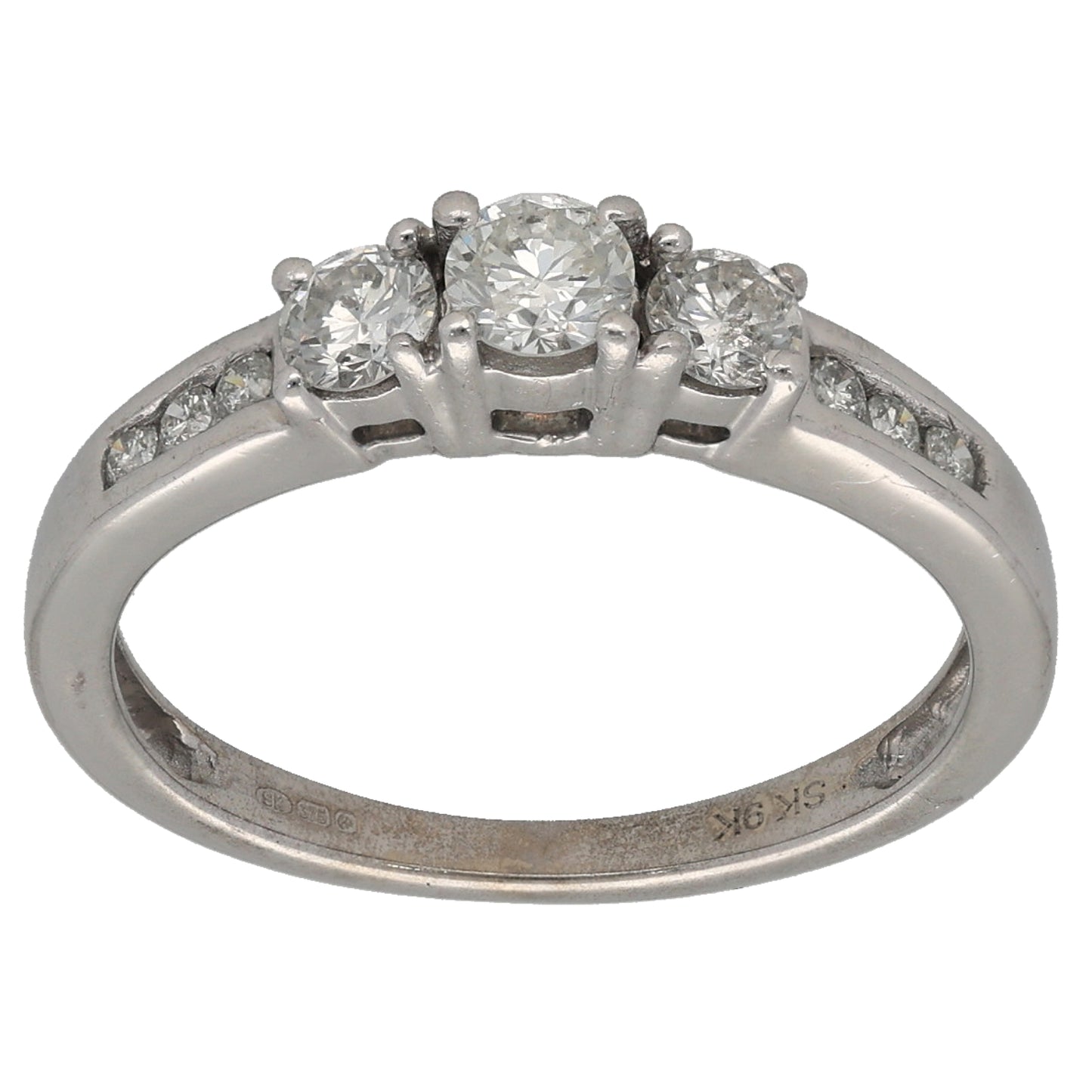 9ct White Gold 0.51ct Diamond Dress/Cocktail Ring Size M
