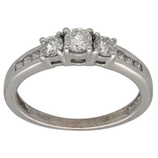 9ct White Gold 0.51ct Diamond Dress/Cocktail Ring Size M