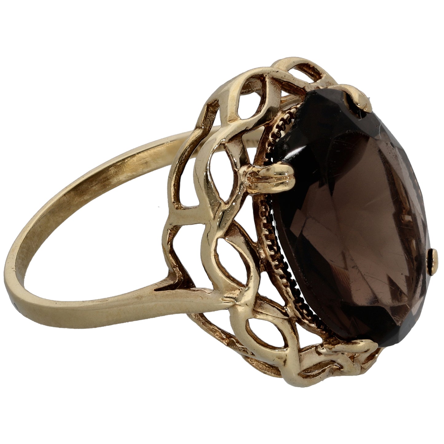 9ct Gold Smoky Quartz Single Stone Ring Size T