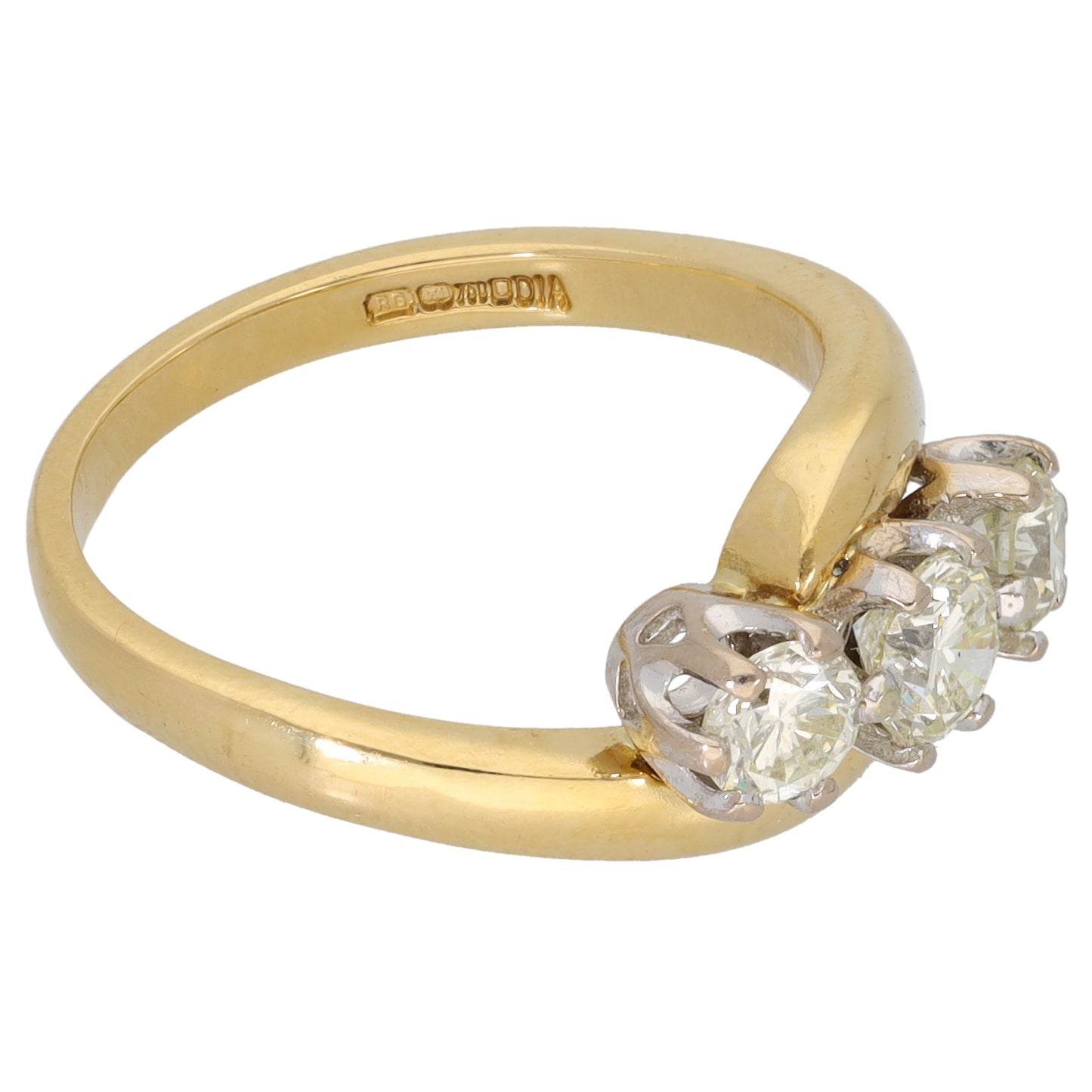 18ct Gold 1.00ct Diamond Trilogy Ring Size N