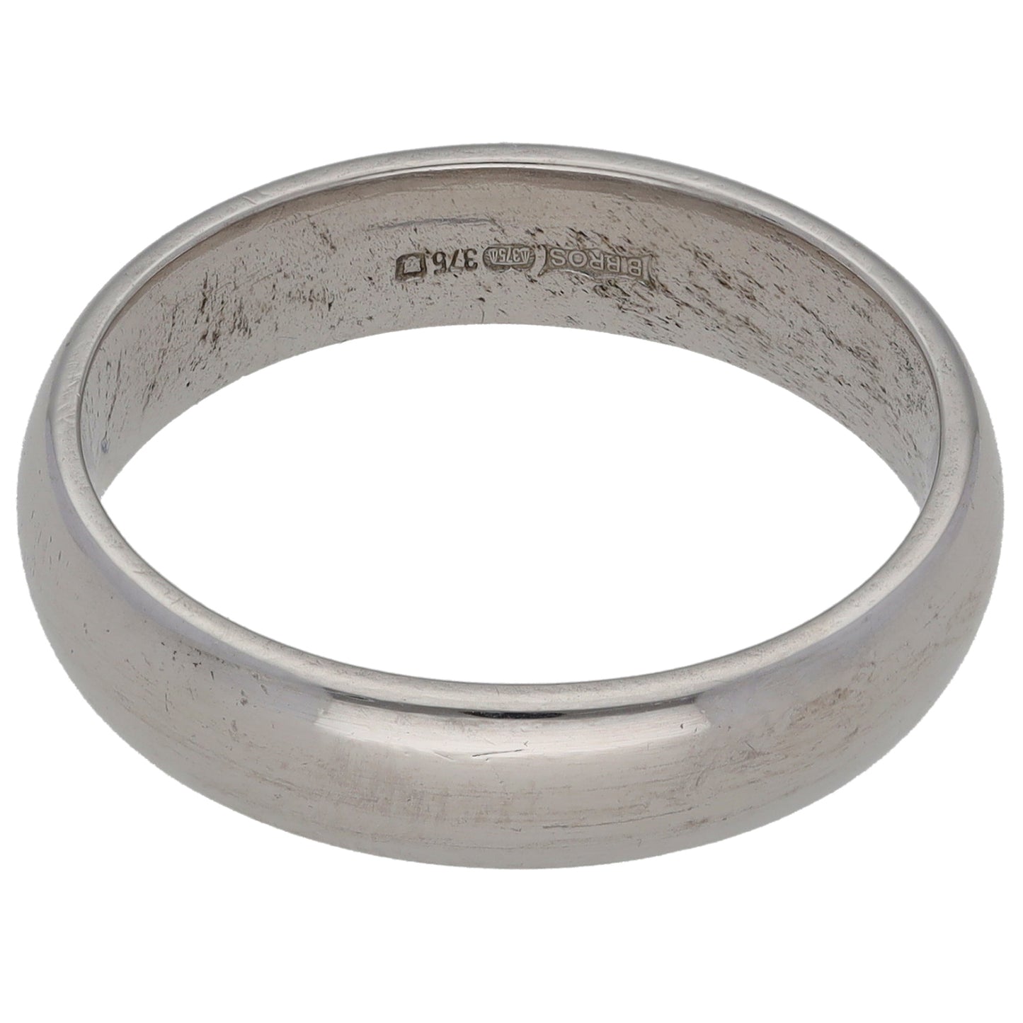 9ct White Gold Plain Wedding Ring Size S