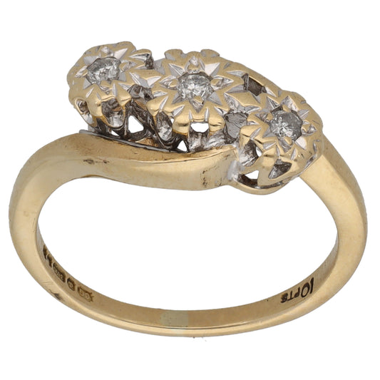 9ct Gold 0.10ct Diamond Trilogy Ring Size K