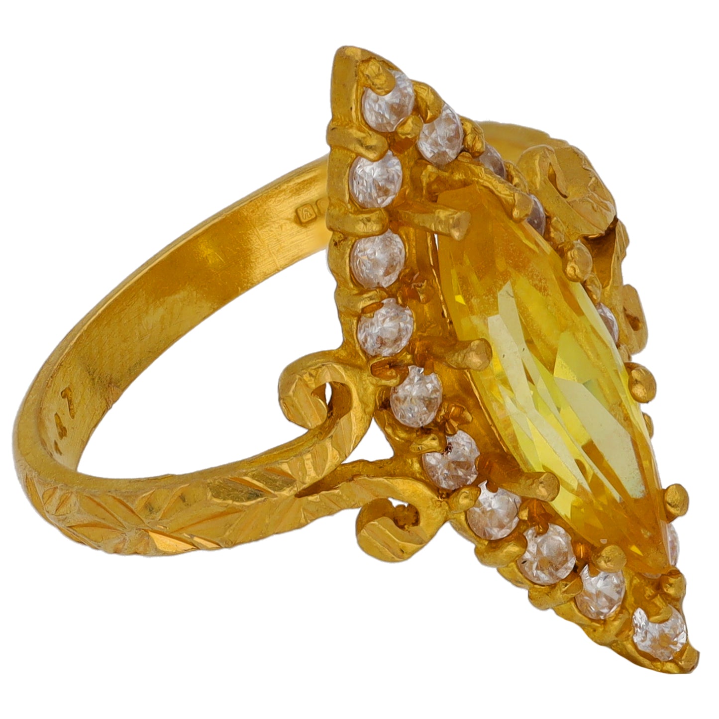 22ct Gold Imitation Gems Dress/Cocktail Ring Size O