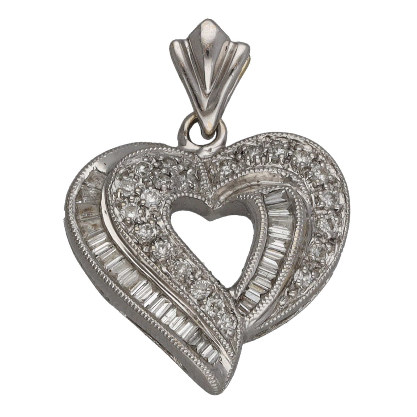 18ct White Gold 0.46ct Diamond Heart Pendant