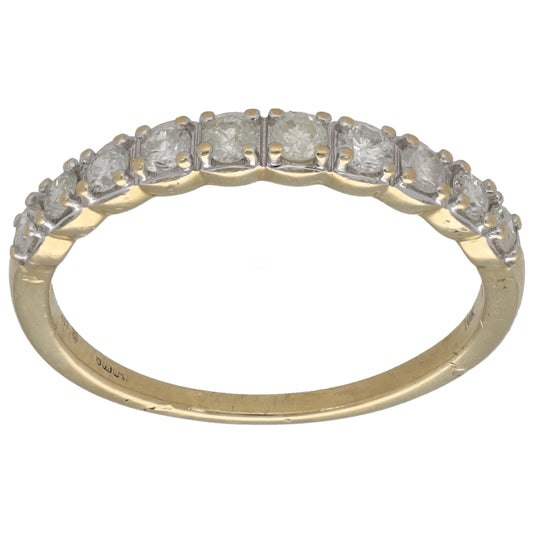 9ct Gold 0.40ct Diamond Half Eternity Ring Size P