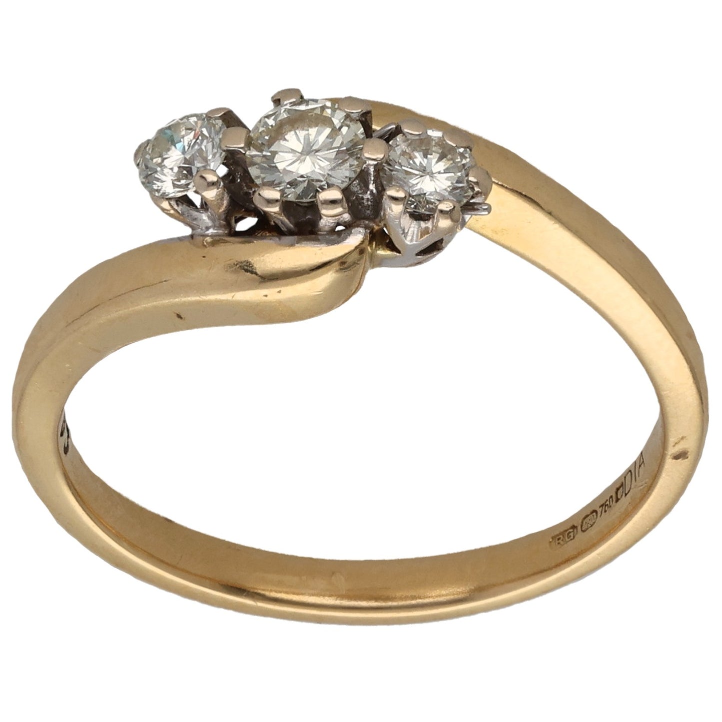 18ct Gold 0.33ct Diamond Trilogy Ring Size O