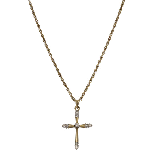 9ct Gold 0.48ct Diamond Cross Pendant With Chain