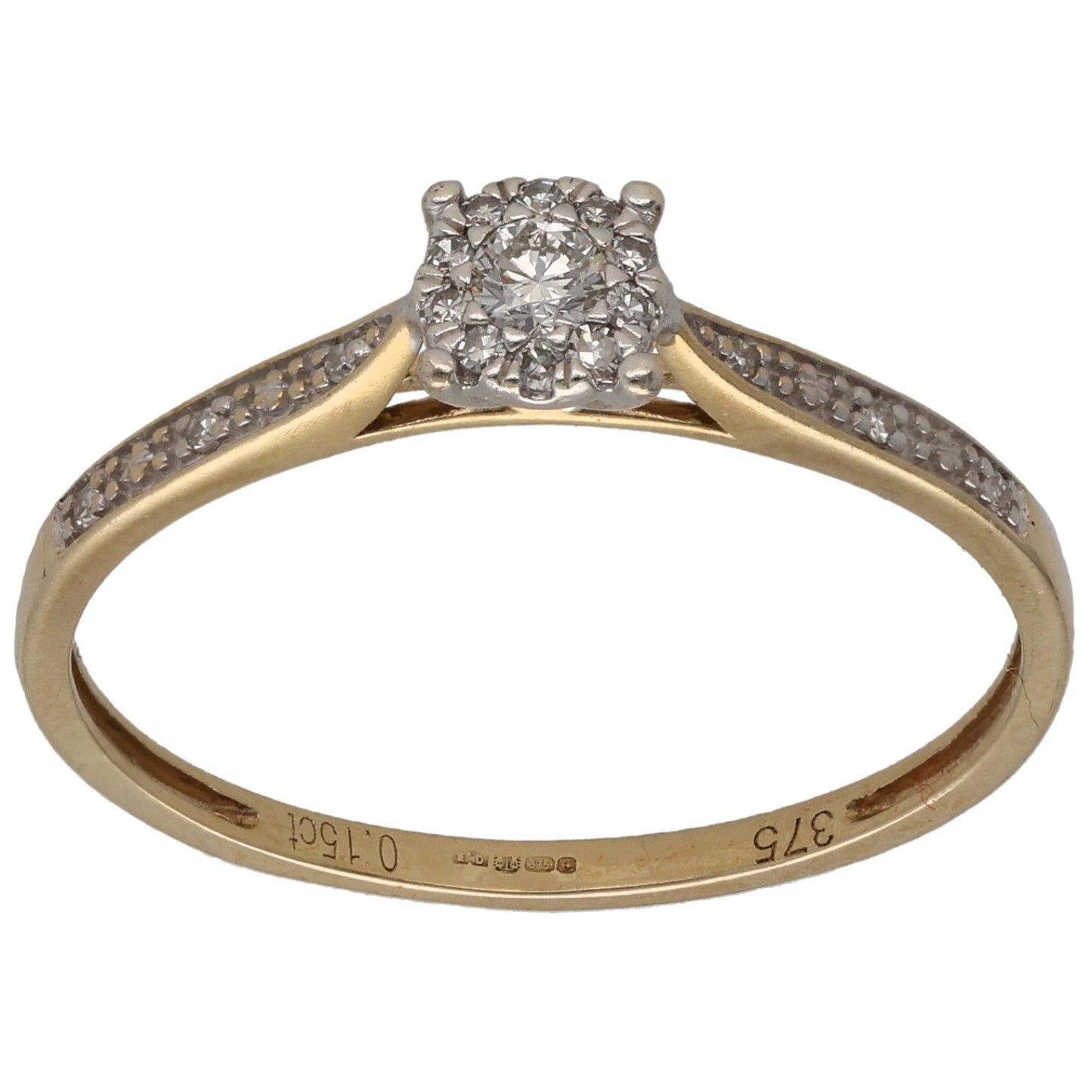 9ct Gold 0.15ct Diamond Dress/Cocktail Ring Size T