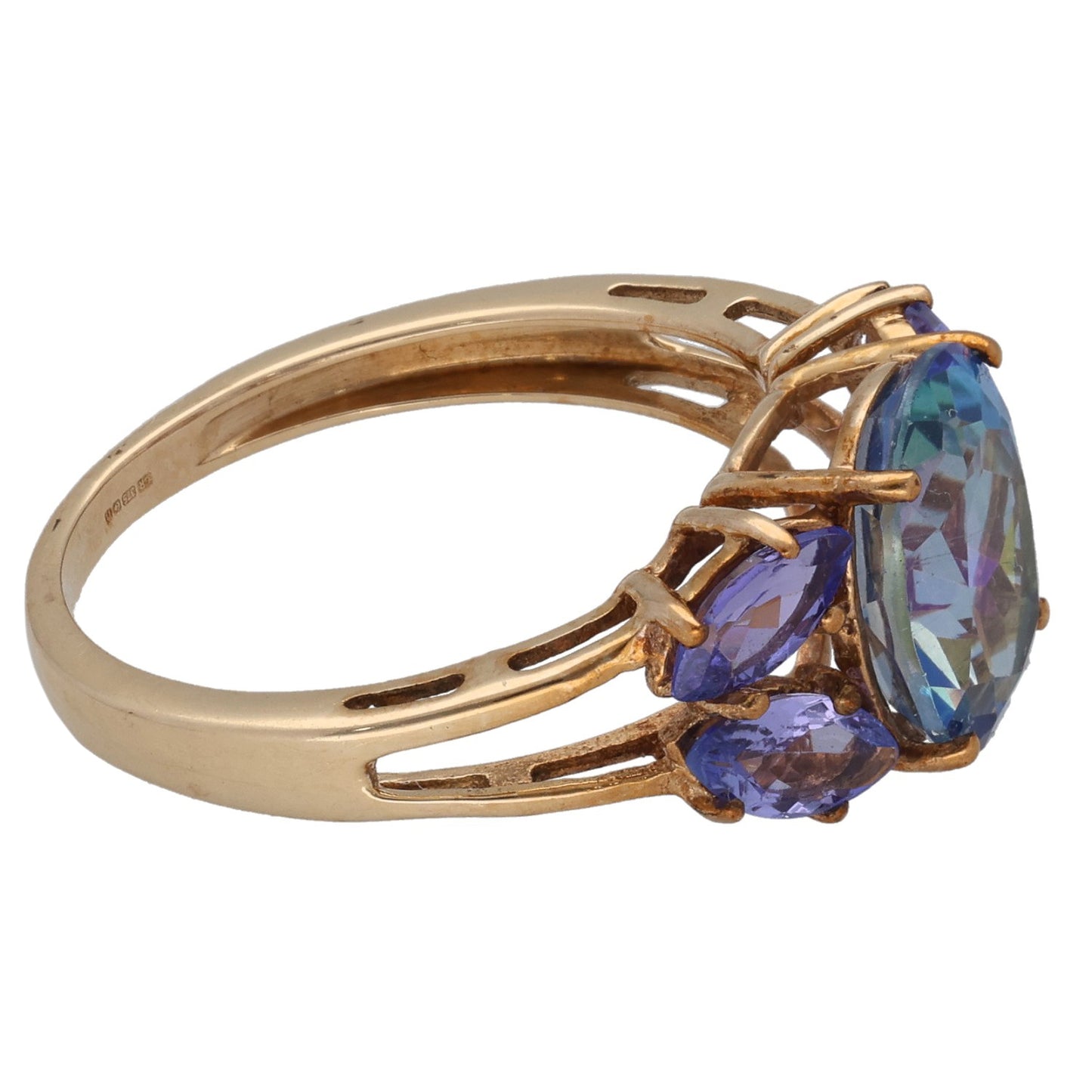 9ct Gold Coated Topaz & Tanzanite Dress/Cocktail Ring Size O