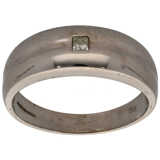 9ct White Gold 0.10ct Diamond Solitaire Ring Size W