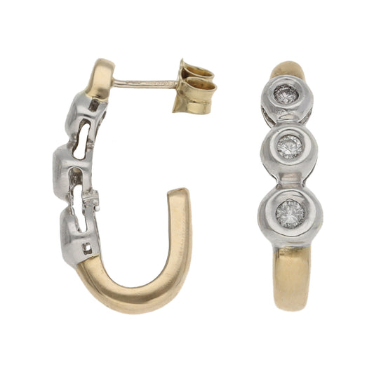 9ct Gold 0.20ct Diamond Three Stone Earrings