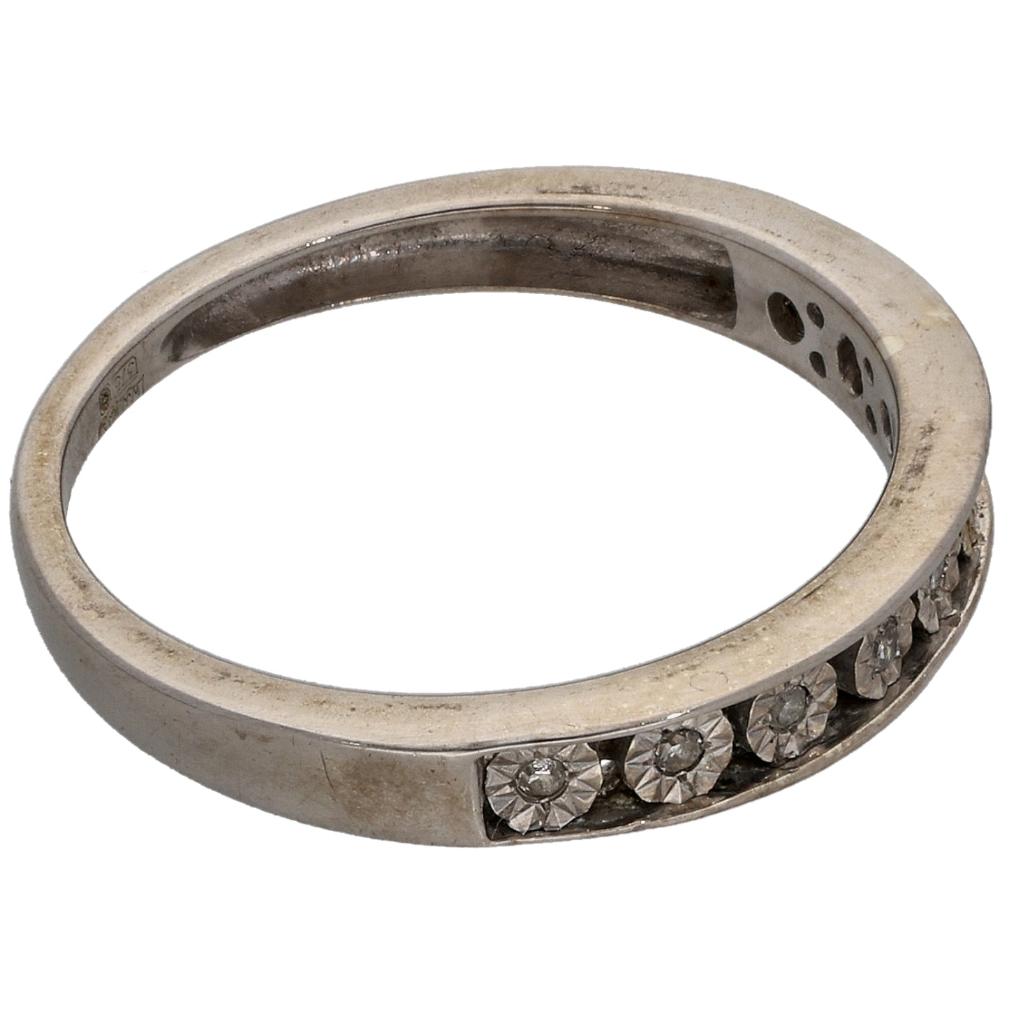 9ct White Gold 0.10ct Diamond Half Eternity Ring Size L