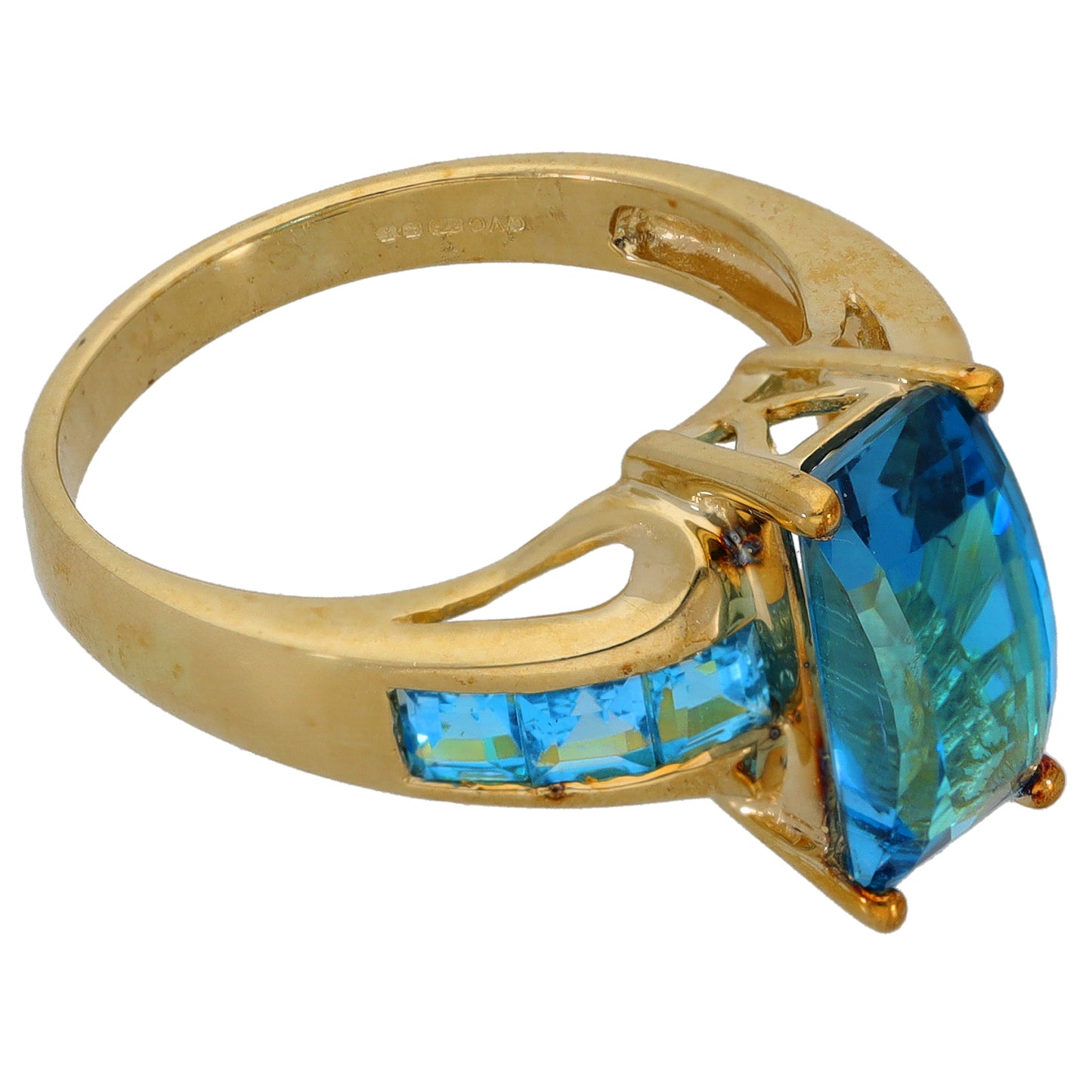 9ct Gold Topaz Single Stone Ring With Accents Size P
