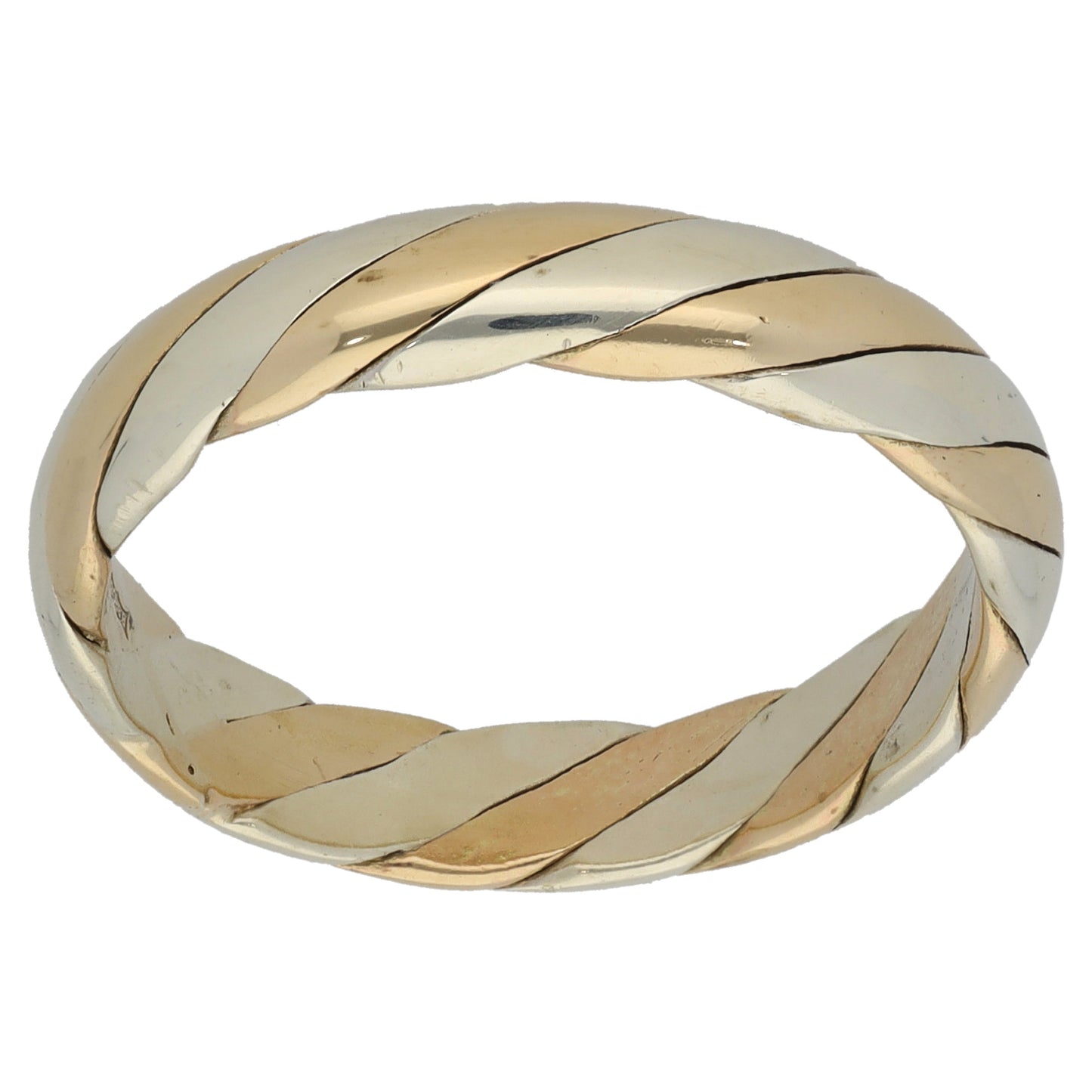 9ct Bi-Colour Gold Patterned Wedding Ring Size T