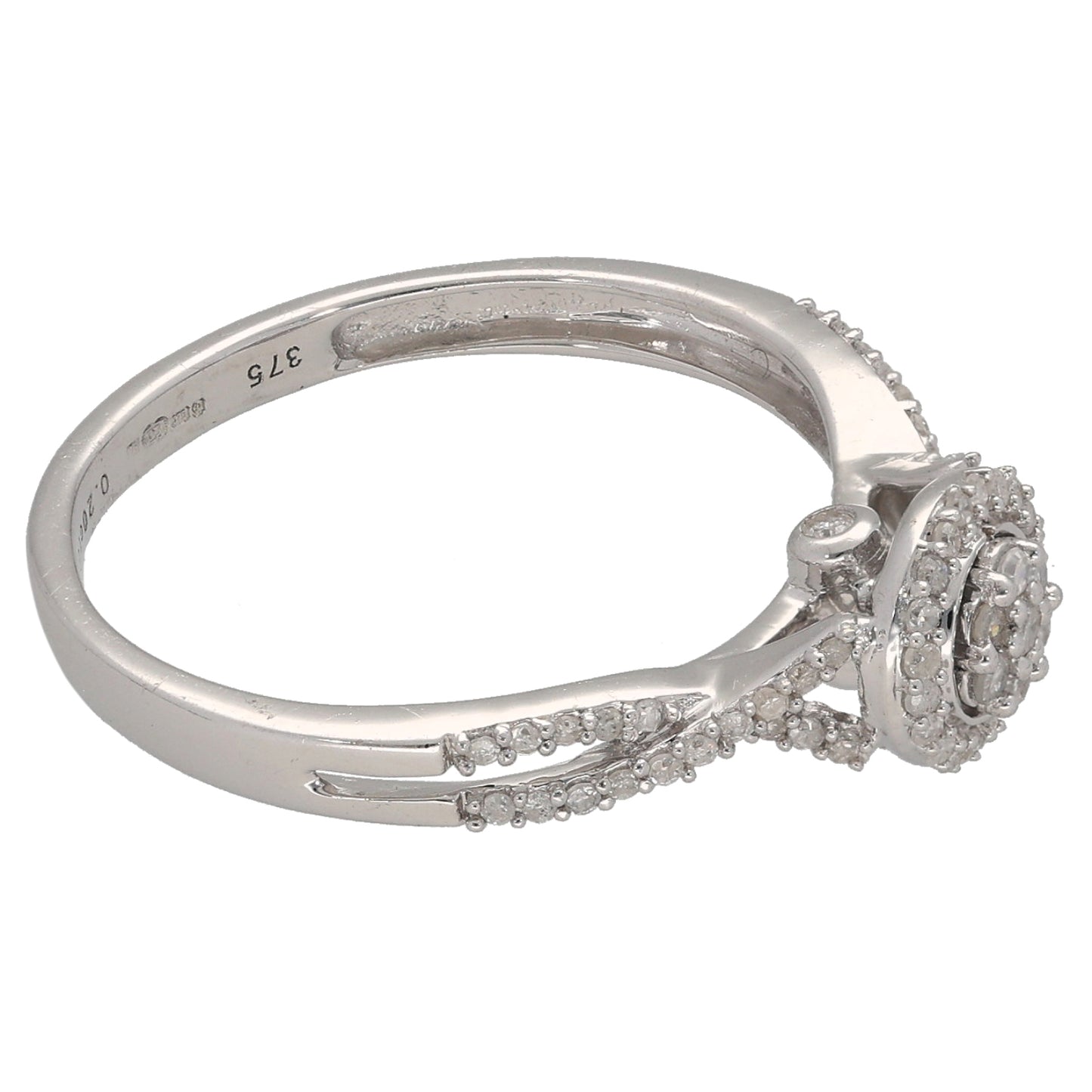 9ct White Gold 0.20ct Diamond Dress/Cocktail Ring Size N