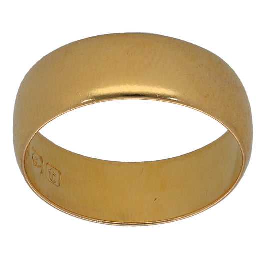 22ct Gold Plain Wedding Ring Size M