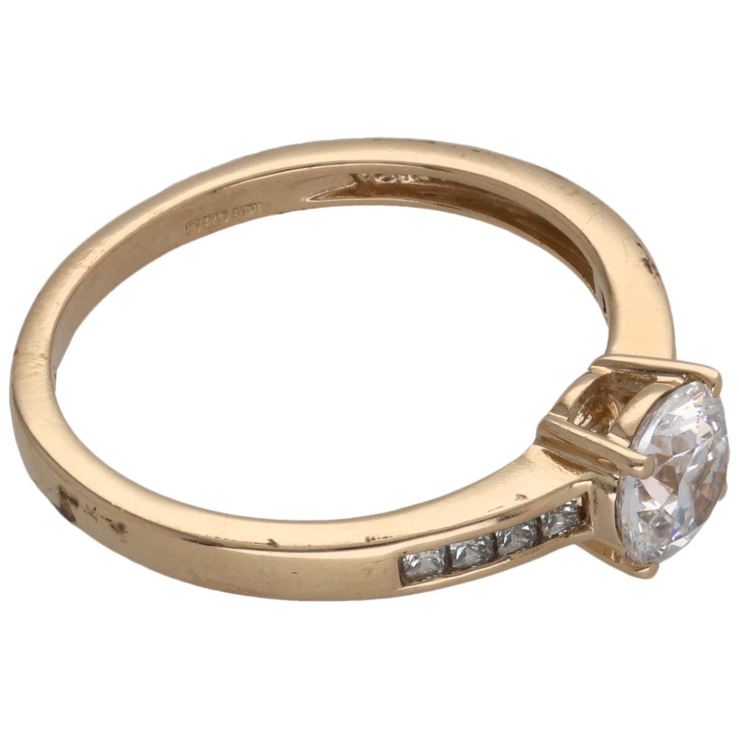 9ct Gold Cubic Zirconia Single Stone Ring With Accents Size O
