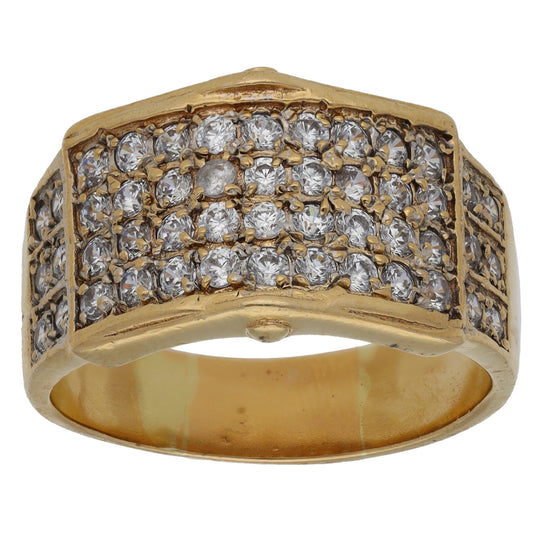 9ct Gold Cubic Zirconia Dress/Cocktail Ring Size T