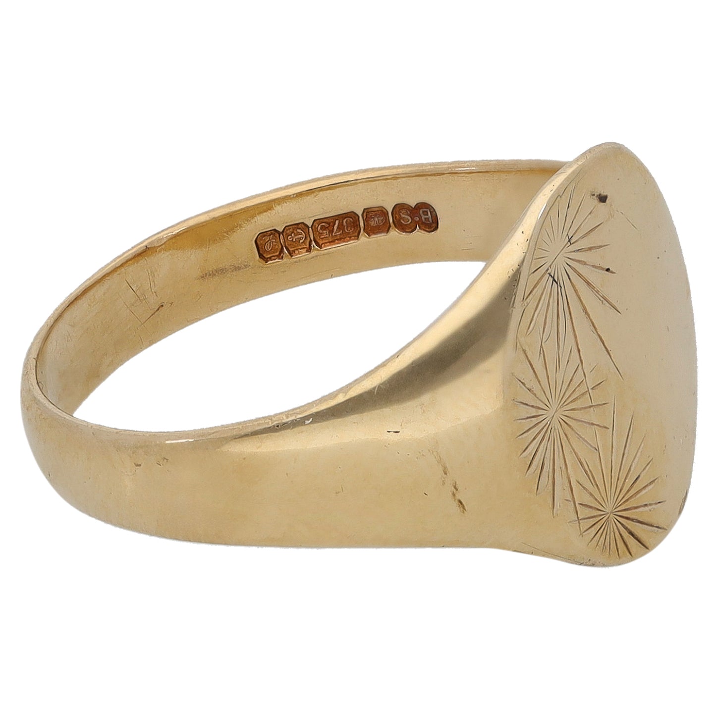 9ct Gold Patterned Signet Ring Size U