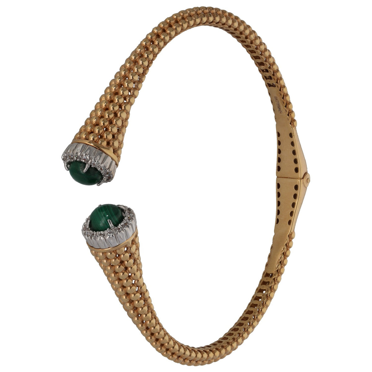18ct Gold Malachite & Imitation Gems Expanding Bangle