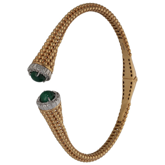 18ct Gold Malachite & Imitation Gems Expanding Bangle
