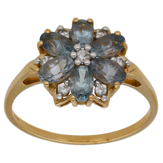 9ct Gold Tanzanite & Imitation Dress/Cocktail Ring Size R