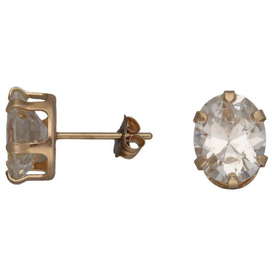 9ct Gold Cubic Zirconia Solitaire Stud Earrings