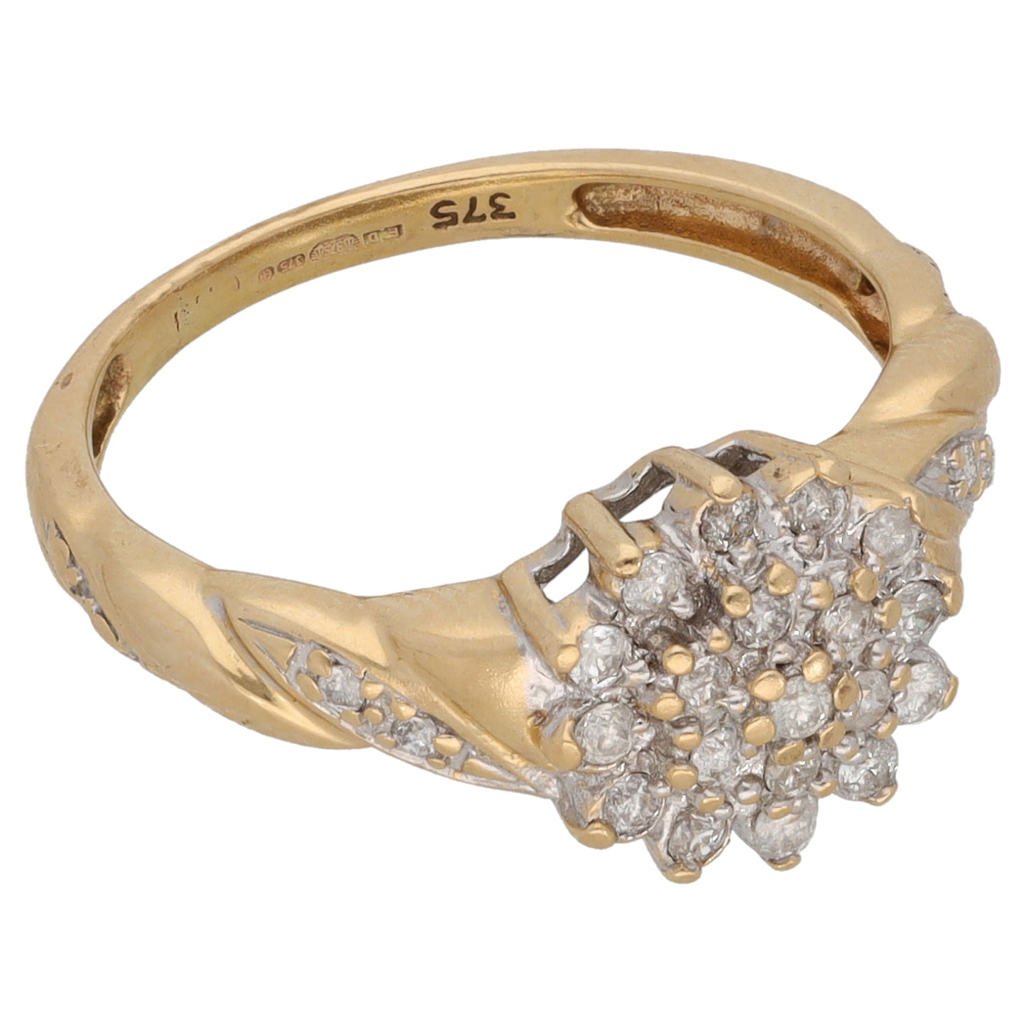 9ct Gold 0.21ct Diamond Cluster Ring Size M