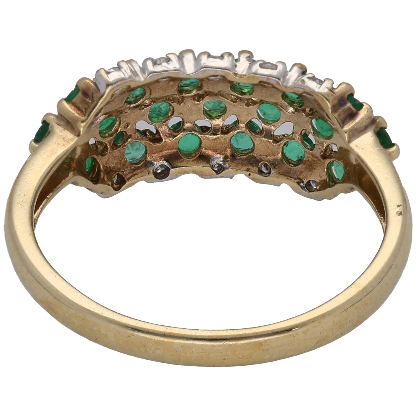 9ct Gold Emerald & 0.05ct Diamond Dress/Cocktail Ring Size O