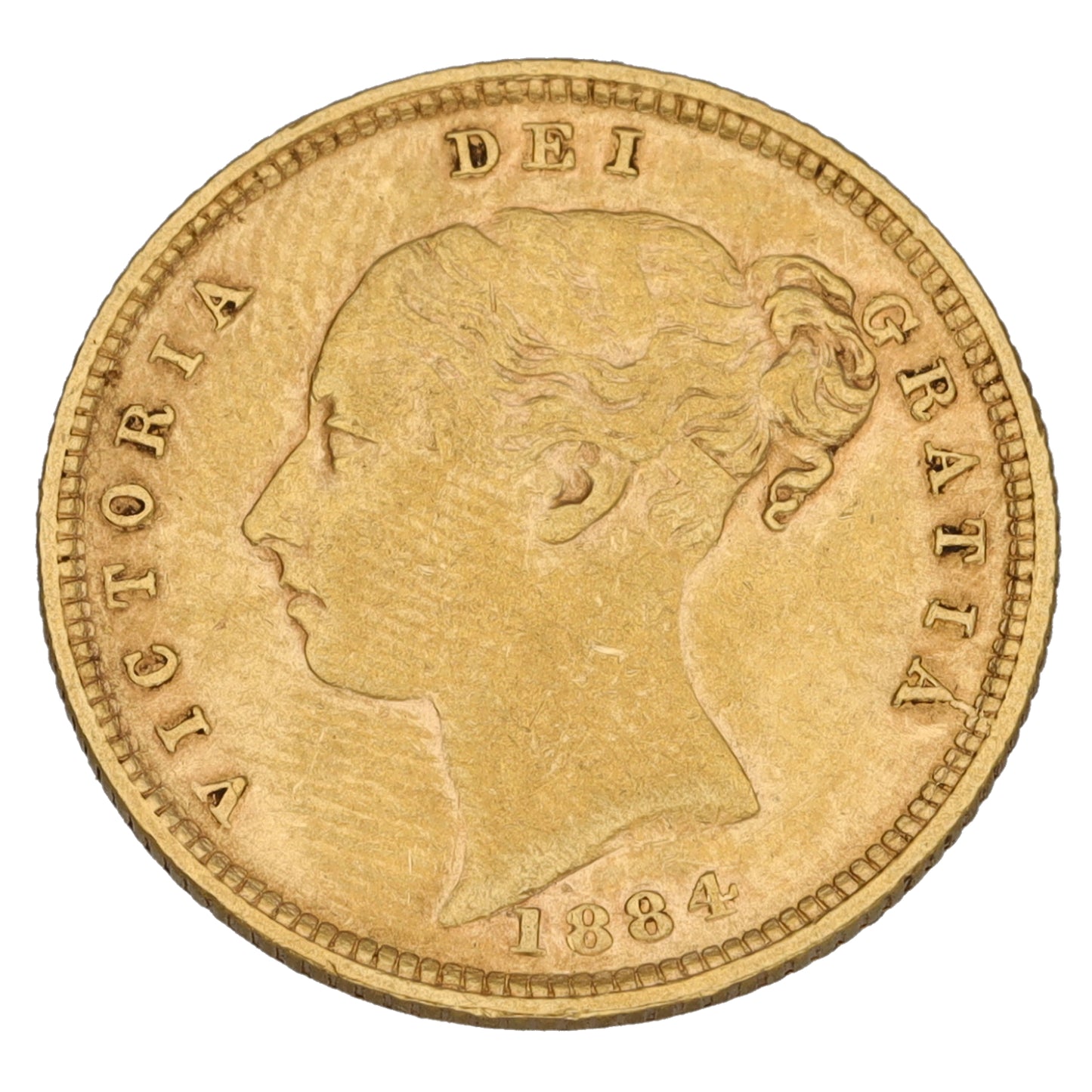 22ct Gold Queen Victoria Half Sovereign Coin 1884