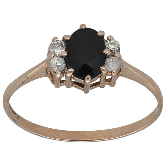 9ct Gold Sapphire & Cubic Zirconia Dress/Cocktail Ring Size U