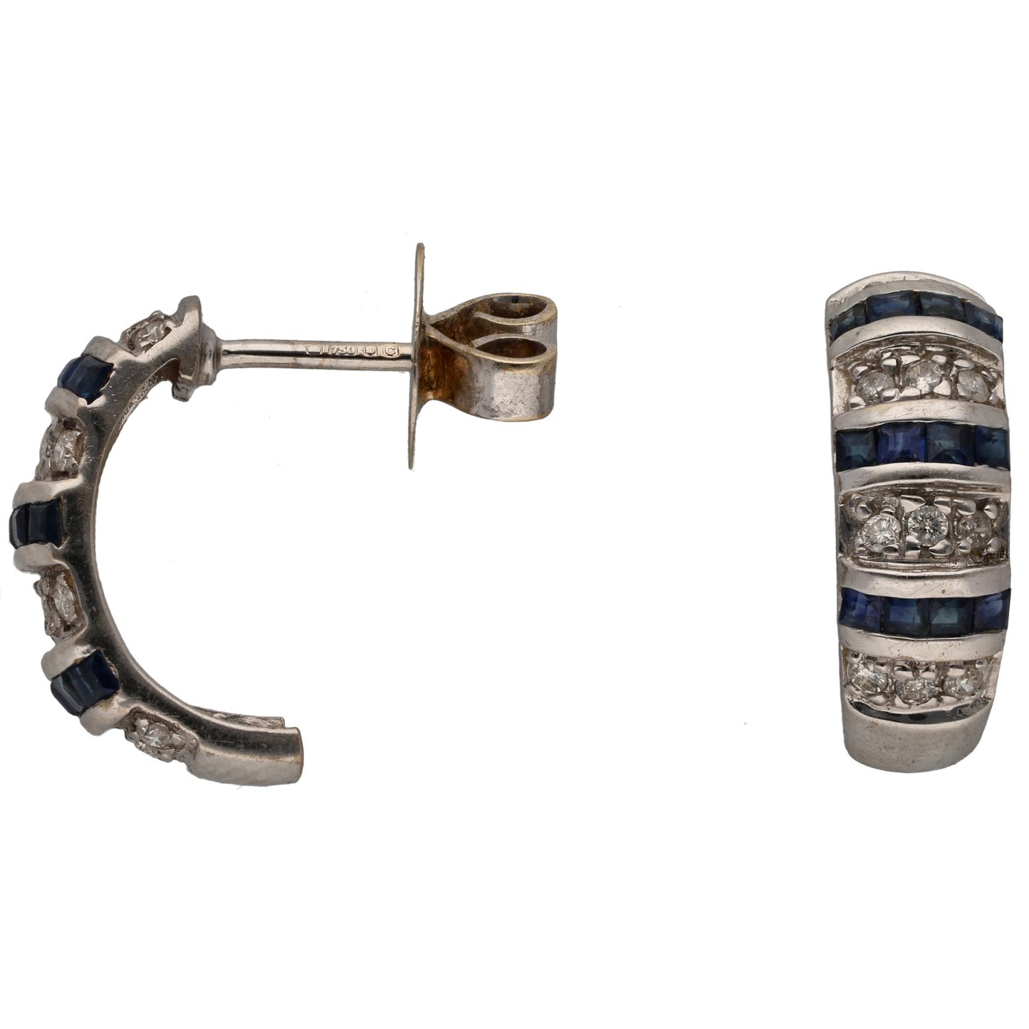 18ct White Gold Sapphire & 0.12ct Diamond Dress/Cocktail Earrings