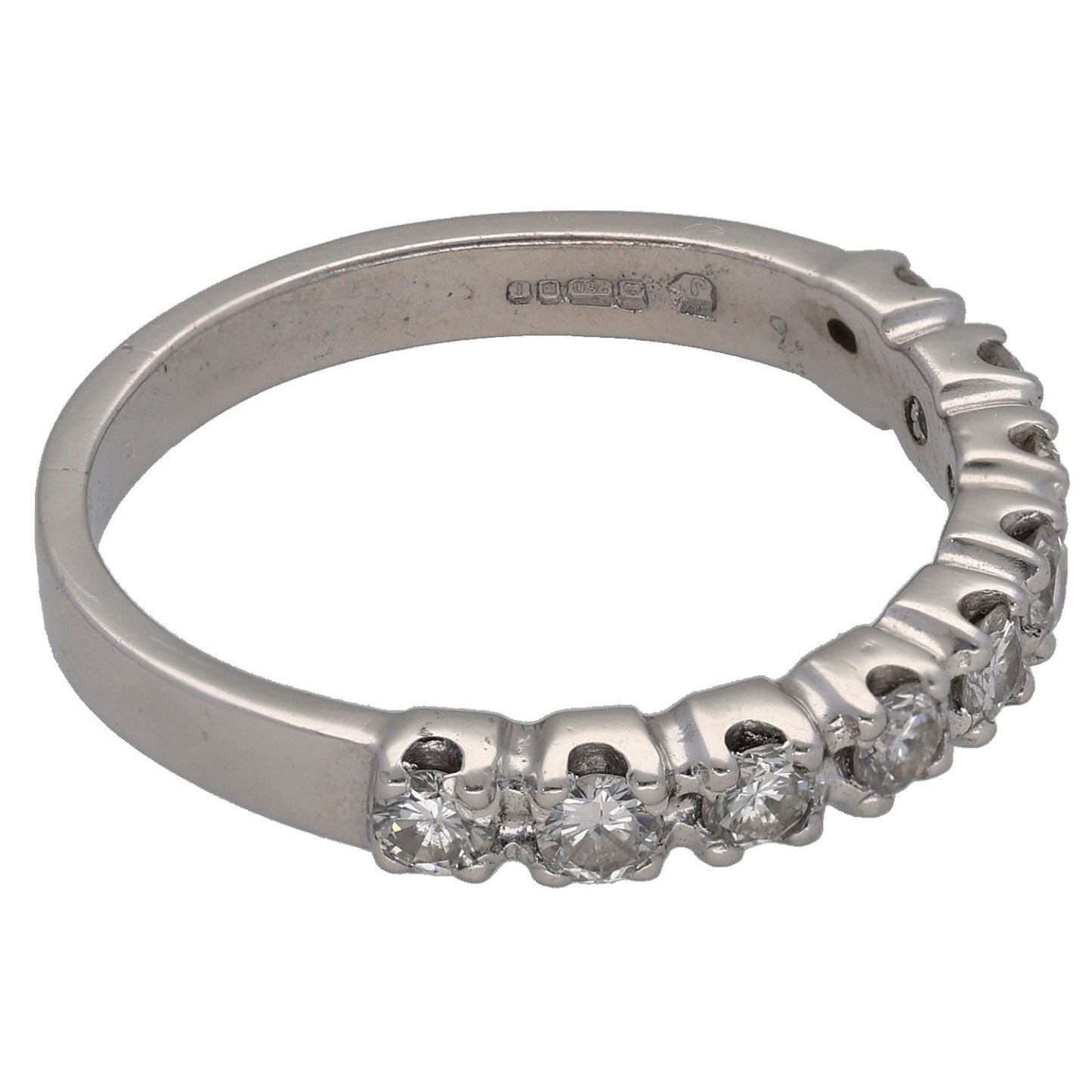 18ct White Gold 0.63ct Diamond Half Eternity Ring Size N