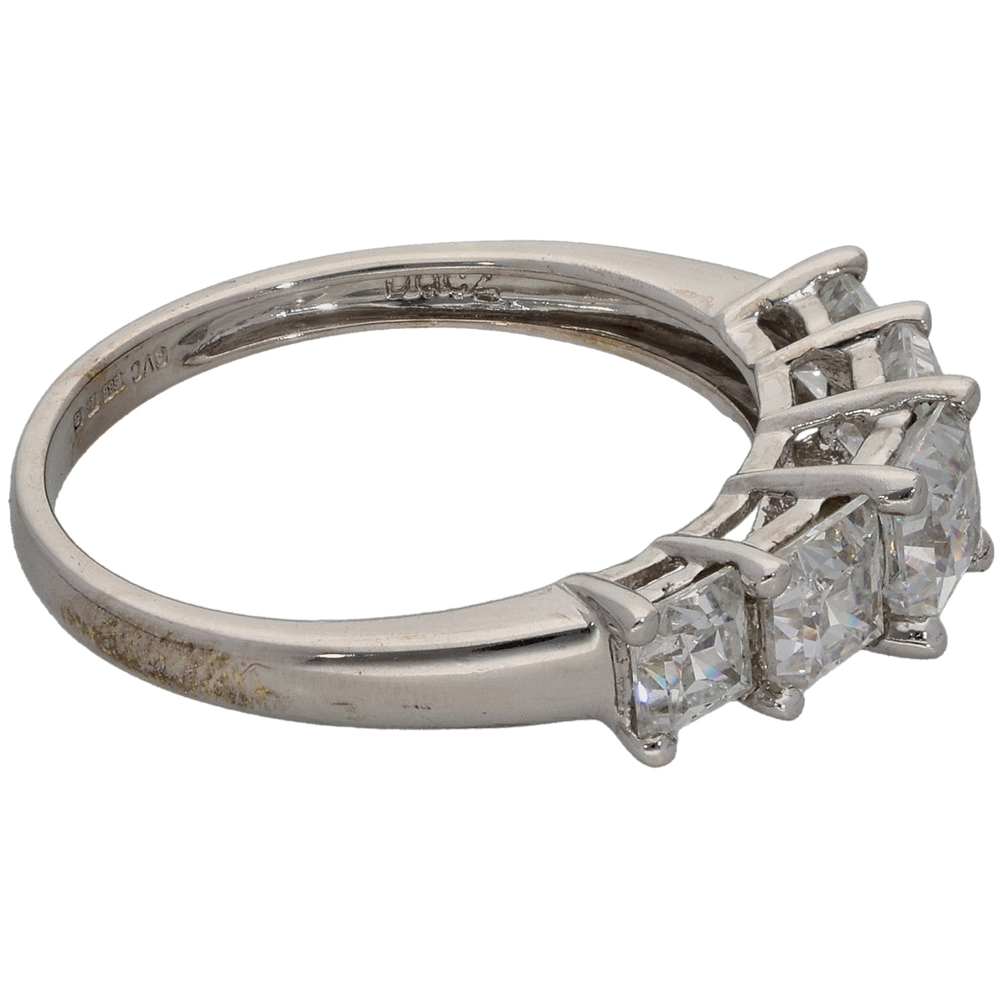 14ct White Gold Cubic Zirconia Half Eternity Ring Size N