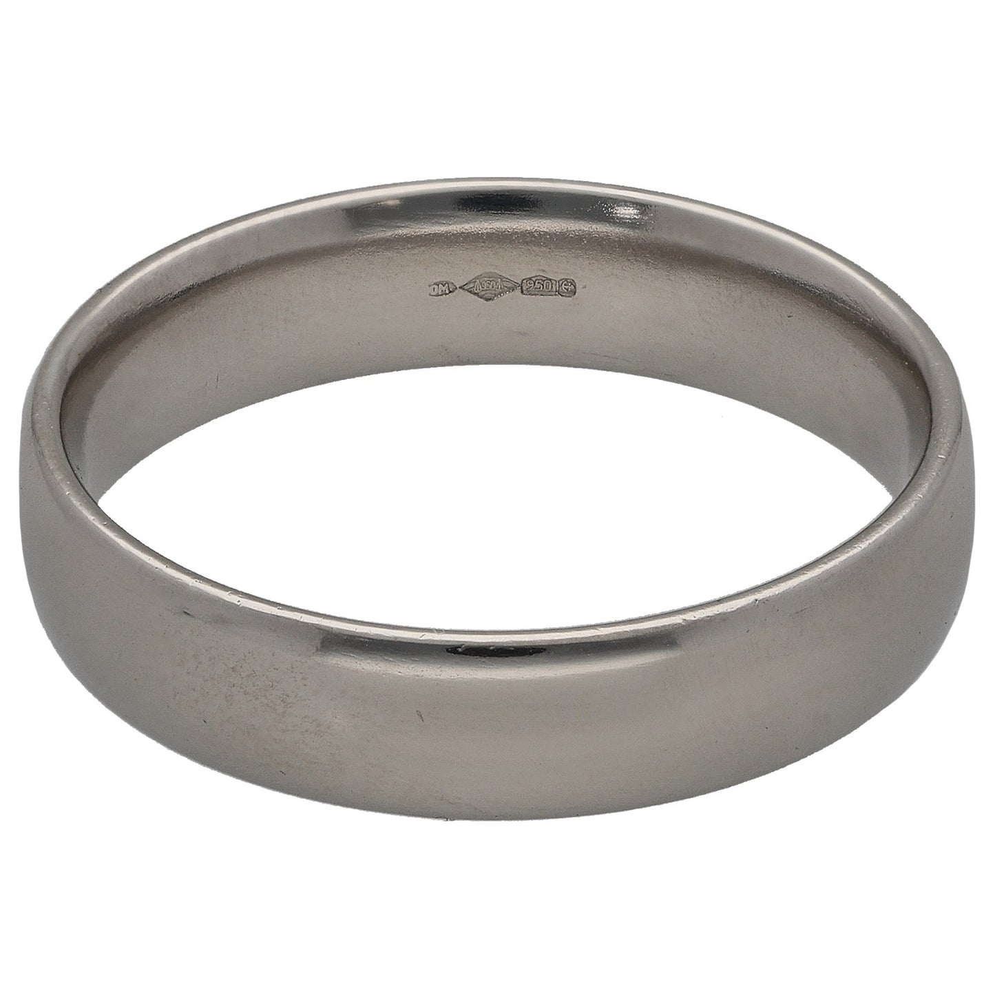 Platinum plain wedding ring, smooth band with inner stamped mark, size S