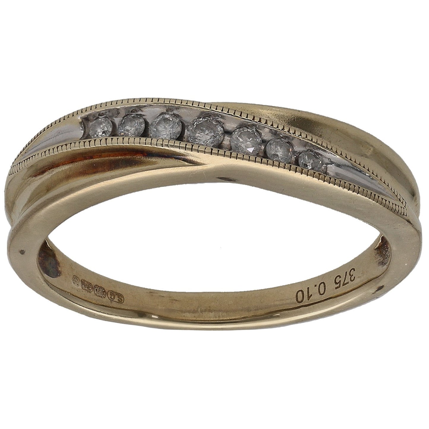 9ct Gold 0.10ct Diamond Half Eternity Ring Size N