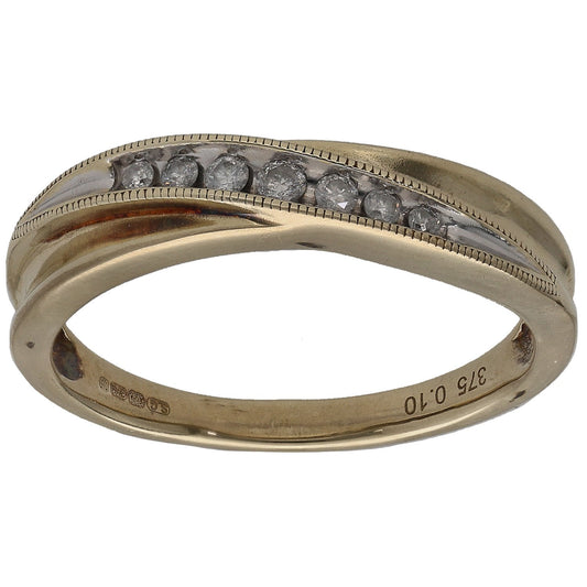 9ct Gold 0.10ct Diamond Half Eternity Ring Size N
