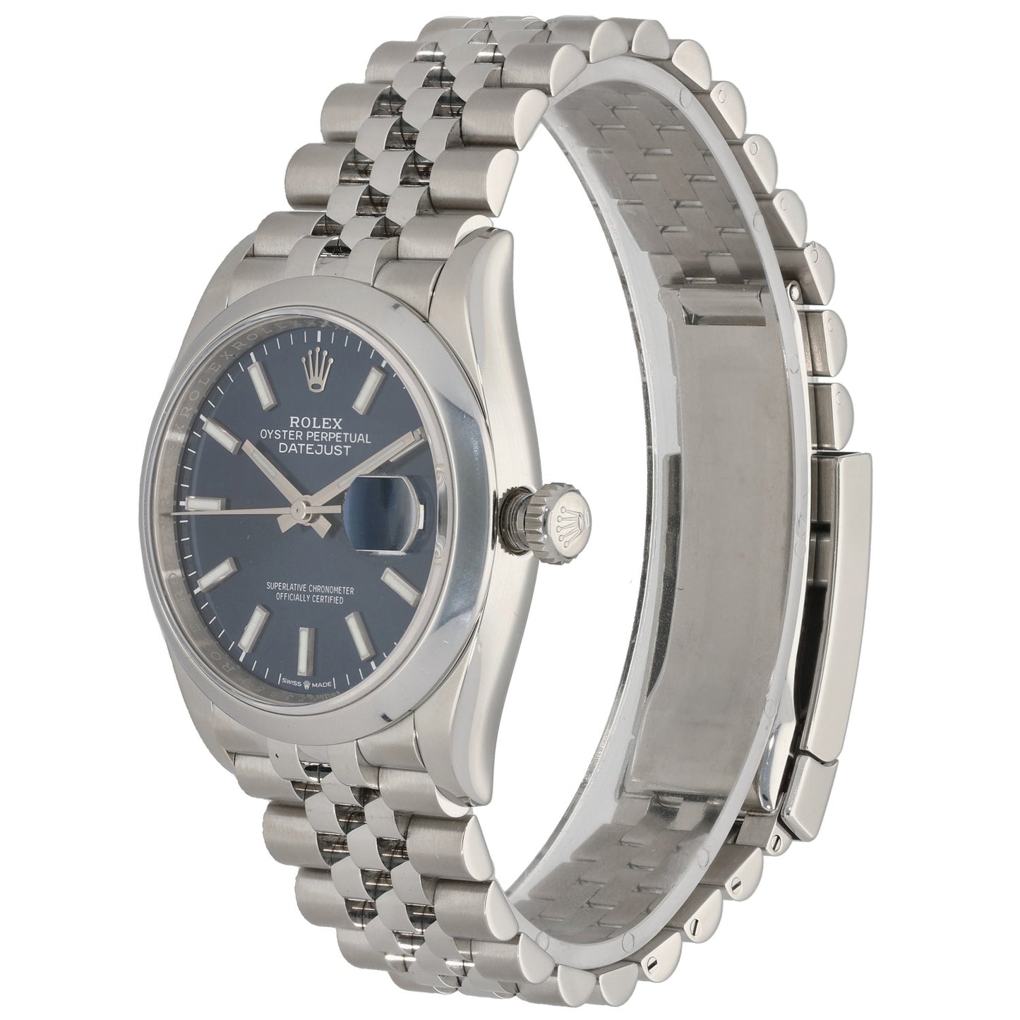 Rolex Datejust 126200, Blue Dial, Stainless Steel, Front Angle Image