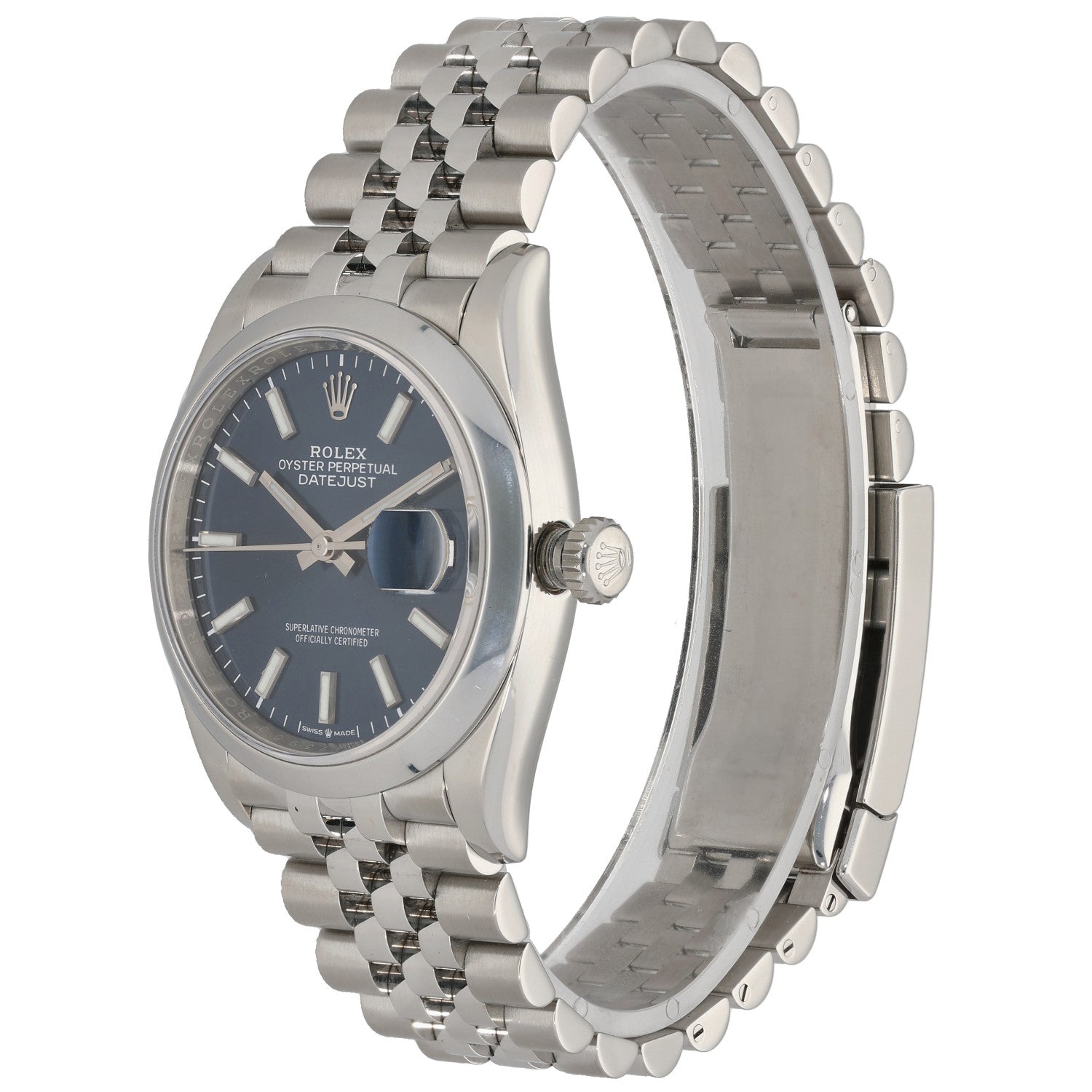 Rolex Datejust 126200, Blue Dial, Stainless Steel, Front Angle Image