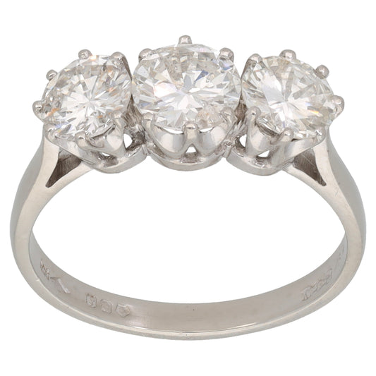 Platinum 0.77ct Diamond Trilogy Ring Size N
