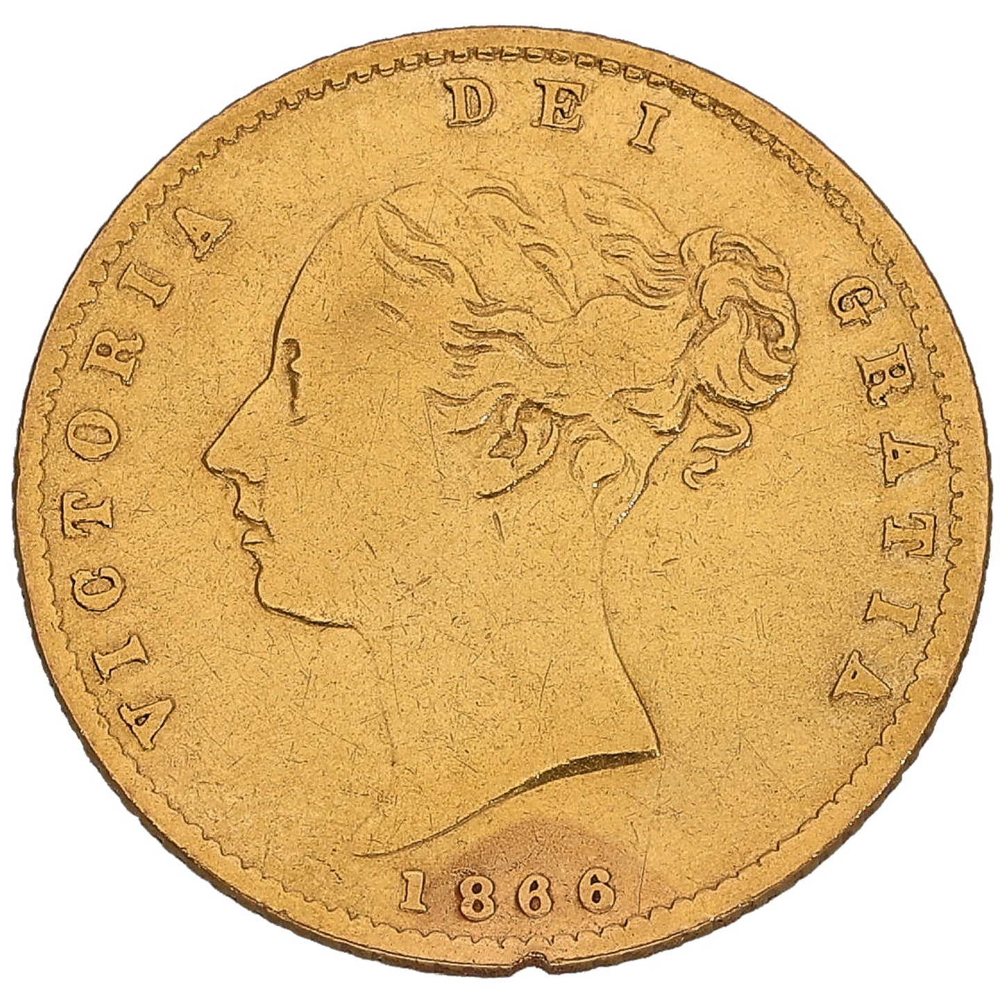 22ct Gold Queen Victoria Half Sovereign Coin 1866