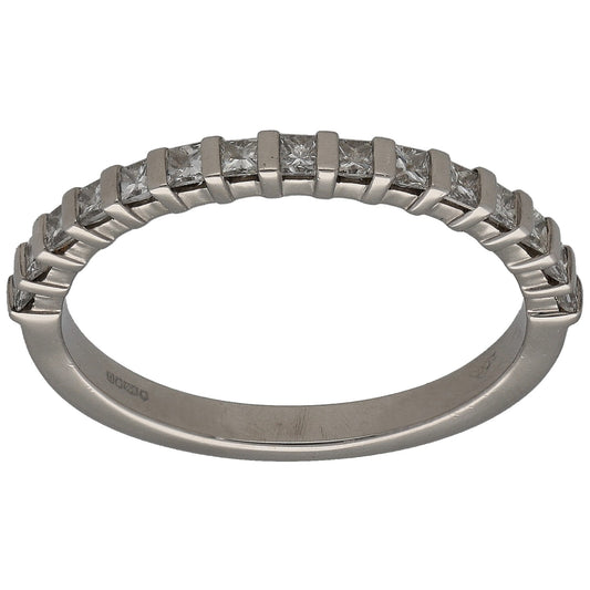 Platinum square diamond half-eternity ring with sparkling rectangular bezel settings