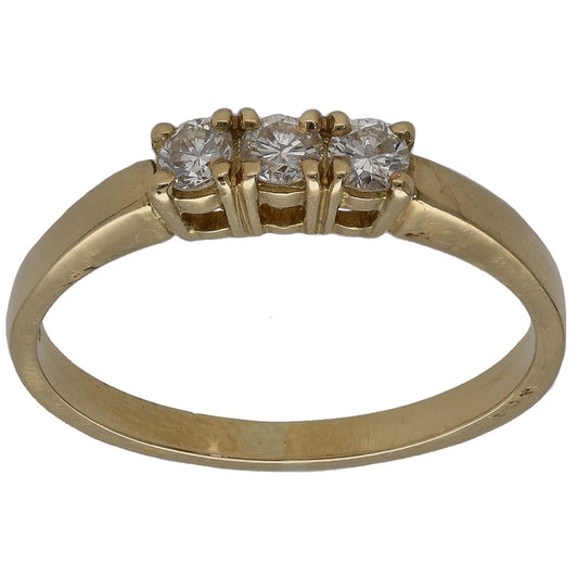 18ct Gold 0.24ct Diamond Trilogy Ring Size P