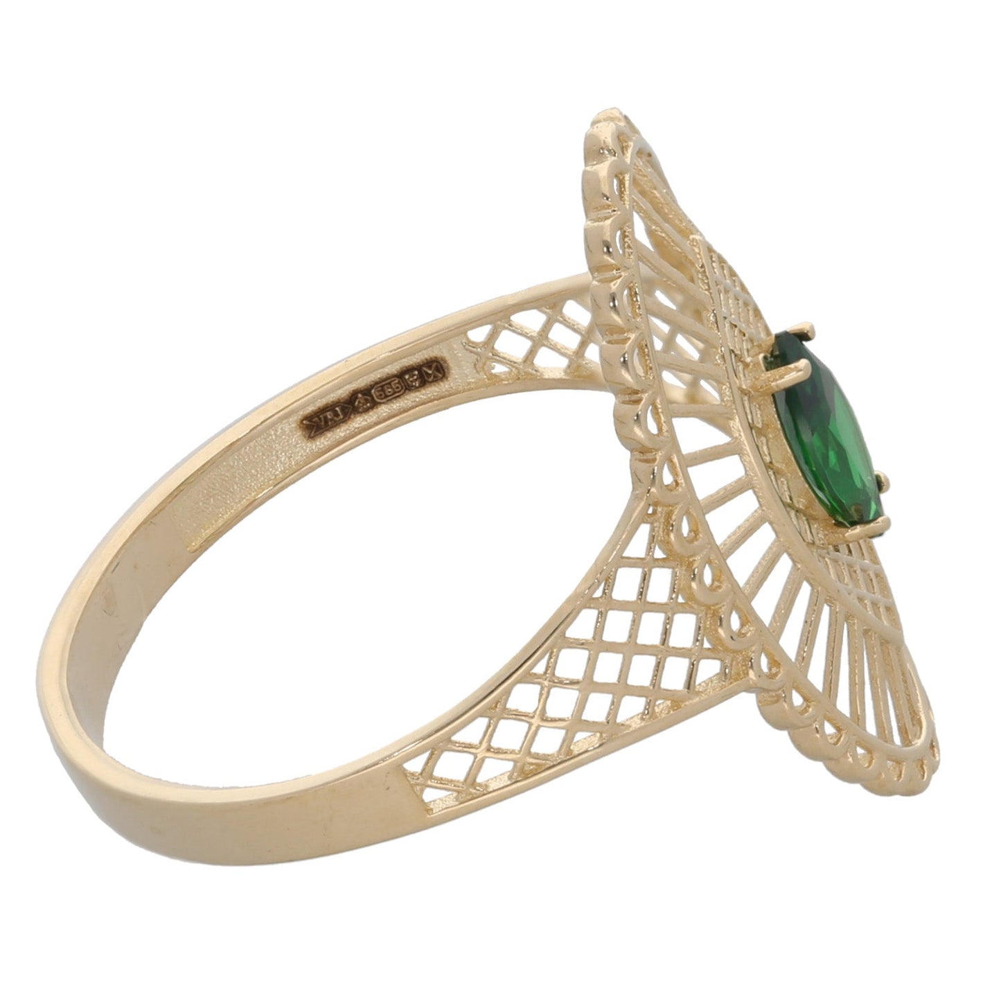 14ct Gold Green Stone Dress/Cocktail Ring