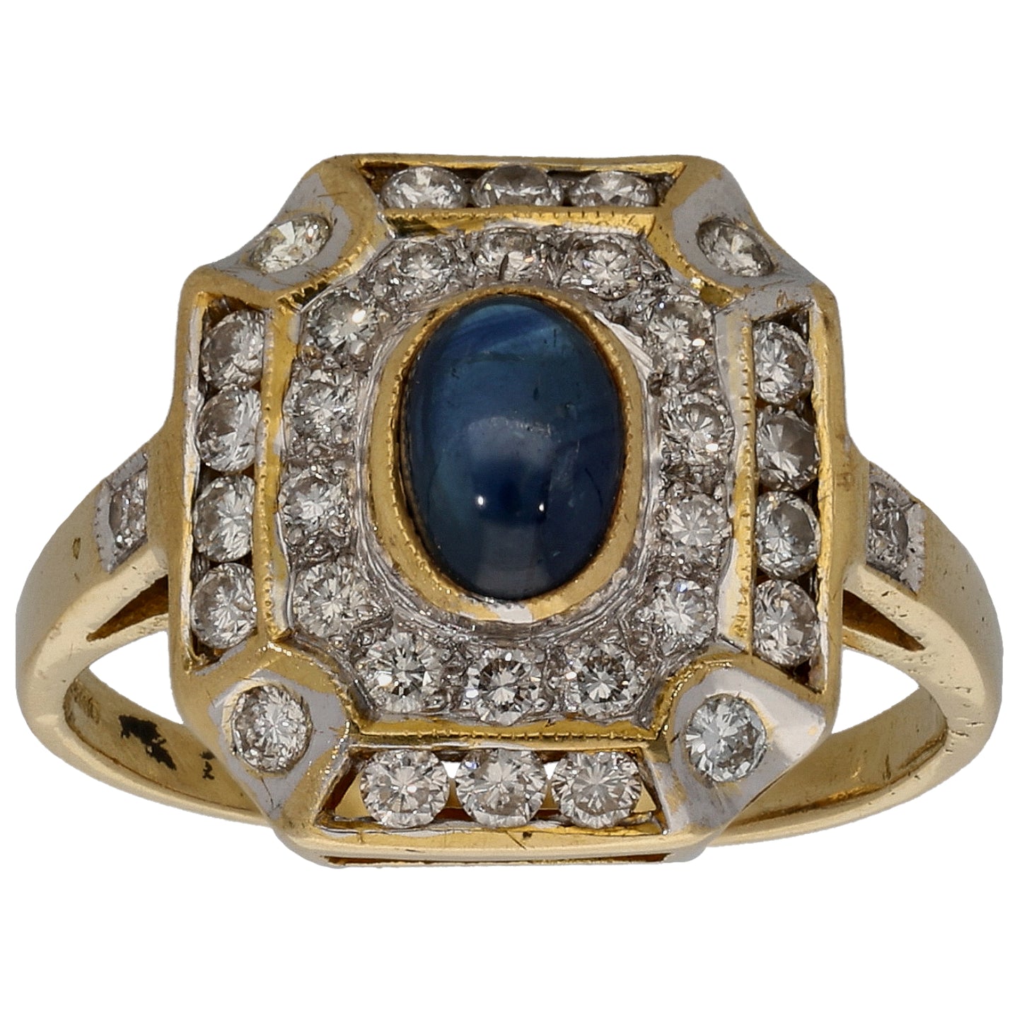 18ct Gold Sapphire & 0.34ct Diamond Dress/Cocktail Ring Size L