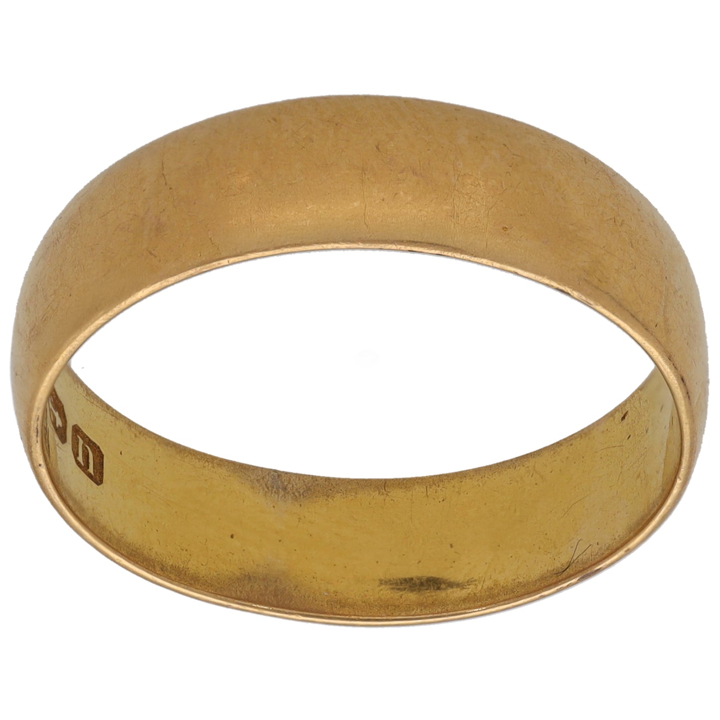 22ct gold wedding ring, plain polished band, size R