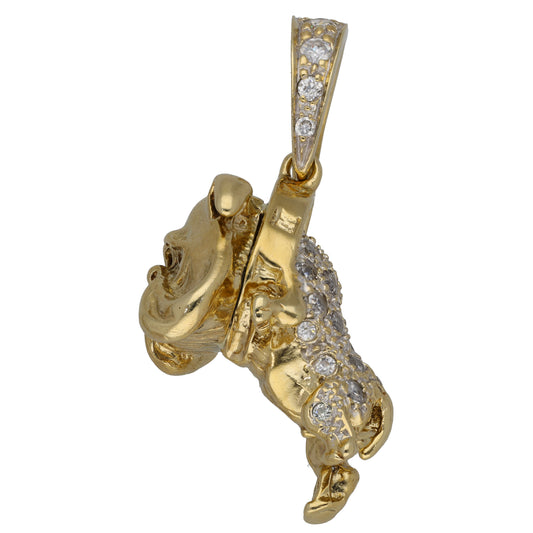 9ct Gold Cubic Zirconia Bulldog Pendant