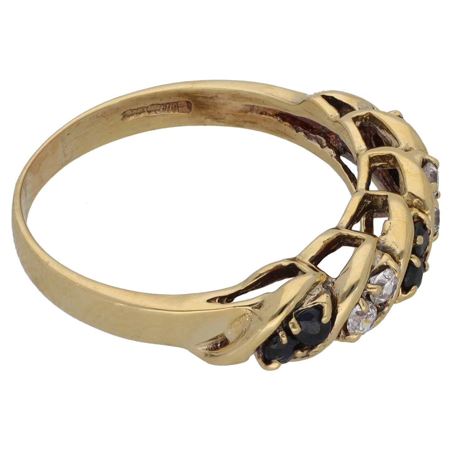 9ct Gold Sapphire & Cubic Zirconia Dress/Cocktail Ring Size T